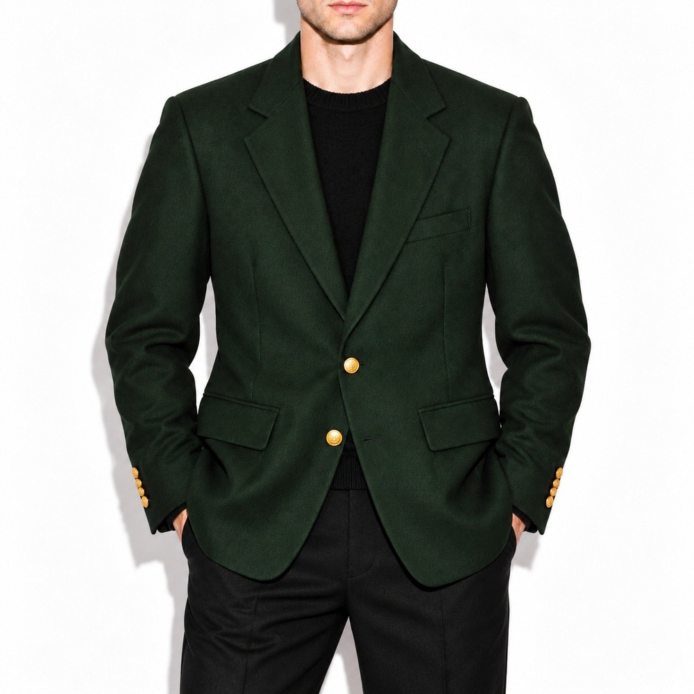 70s Vintage Forest Green Blazer Mens 38R Hardwick Gold 2Button Casual Sport Coat
